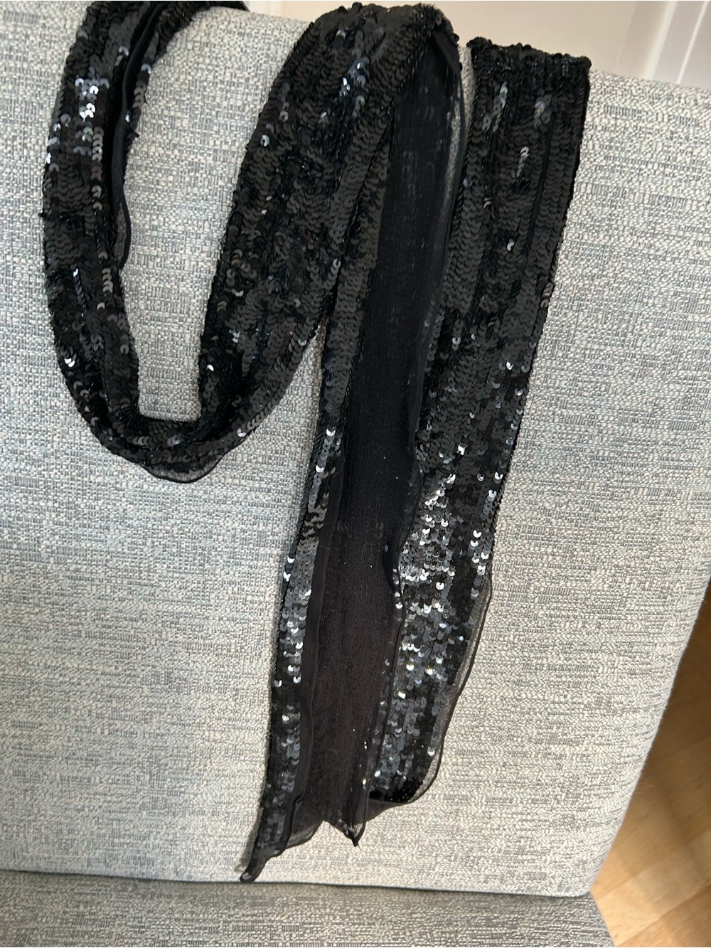 Black Sequin Women's Scarf - Stylish Evening Accessory